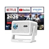[Now with Netflix & 3200ANSI] 4K Smart Projector with WiFi and Bluetooth,Auto Focus & Keystone Portable Mini Projector with Stand,Outdoor Home Theater Small Proyector for bedroom White