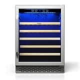 TCL 52 Bottle 5.3 Cu Ft Wine Cooler, Freestanding Mini Fridge with Glass Doors, Low Noise Operation, Digital Controls & LED Lighting