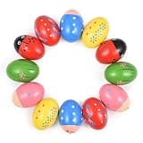 Aumotop Wooden Shake Egg Percussion Instrument for Fun Musical Experience for Easter Party Wooden Egg Shakers Musical Suitable All Ages, Pack of 12 (12 Pack)
