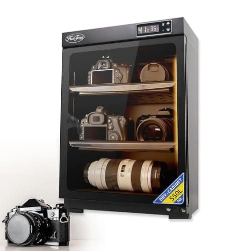 BANGBANGJI Dehumidifying Camera Dry Cabinet, Adjustable Shelves, Temperature Humidity LED Screen, Noiseless & Energy Saving for DSLR, Lenses, Drones, Studios, Collectibles 50L