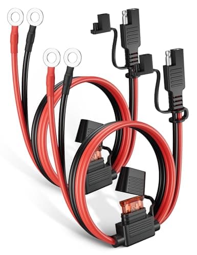 Oyviny 2Pack 1.98FT SAE Battery Charger Cable with 10A Inline Fuse, 16AWG UL Listed Quick Disconnect SAE to O-Ring Terminal Harness for Battery Maintainer Motorcycle Solar Panel Vehicle Trickle Charge