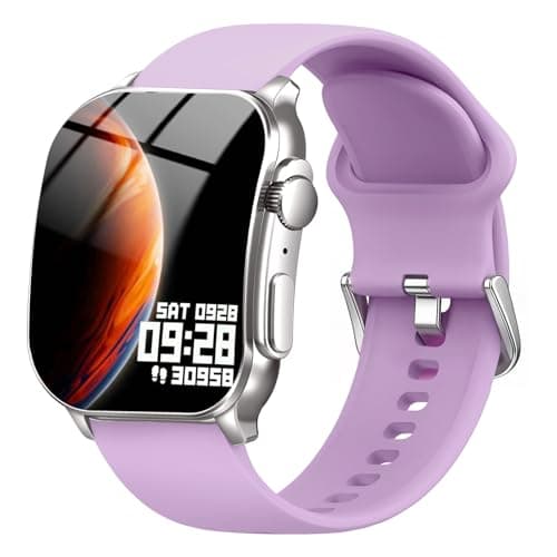 Smart Watch, 2.01" AMOLED Curved HD Full Touch Screen, Compatible with iOS & Android for Daily Workout Business Gift, Fitness Tracker with 24/7 Heart Rate/Sleep Monitor, IP68 Waterproof Watch Purple