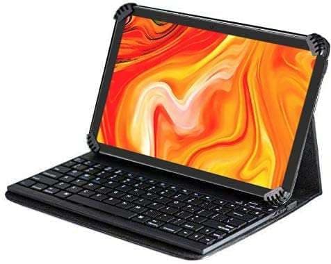 Navitech Folding Leather Folio Case & Stand with Bluetooth Keyboard Compatible with Fusion5 F202 10.1" Android 12 Tablet