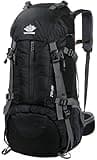 Esup 50L Camping Hiking Backpack Men with rain cover 45l+5l Lightweight Backpacking Backpack Travel Backpack (Black)