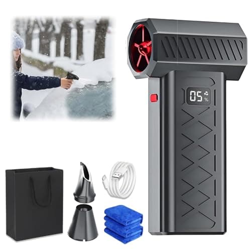 Led Turbo Snow Blower, 130,000 RPM Mini Turbo Snow Blower Handheld Led with Dual Mode Design for Car Defrosting, Leaf & Keyboard Dust Cleaning, Visibility Enhancement Multi-Scene Tool (Black 1PC)