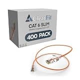 ClearFit Slim 400 Pack - 5 Foot Cat6 28AWG Ethernet Cable, Clear Boot, Cat 6 Internet, Data Center Rated, Orange, 5 Foot, by UNC Group