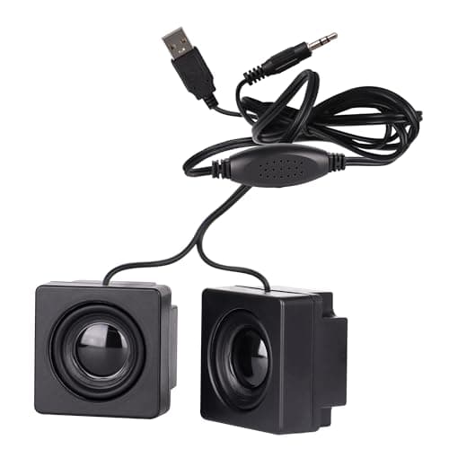GIASYIEH USB Computer Speakers, Mini Desktop Speakers USB Powered 3.5mm TRS Aux Speaker with Volume Control Wheel, for PC,Laptop,Tablet,Phone