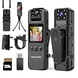 kaysunlink 4K 128GB Body Camera with 1.4” Screen Audio and Auto Video Night Vision Mini Police Wearable Body Worn Cam Portable Small Personal Camcorder Sport Action Outdoor Video Recorder (4K-128GB)