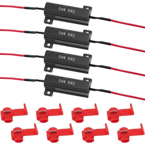 4Pcs 50W 6Ohm Load Resistors LED Turn Signal, LED Load Resistor Kit for Fix LED Bulb Fast Hyper Flash Turn Signal Blink Error Code (Black)