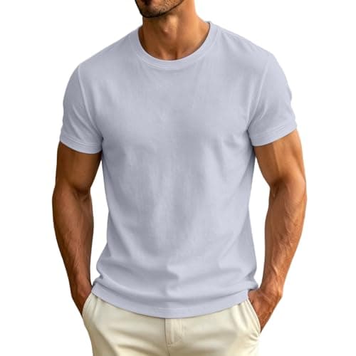 Cambkatl Short Sleeve T-Shirts for Men Summer Loose Crewneck Versatile Basic Solid Pullovers Workout Casual Tee Tops