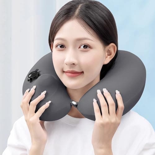 Rcniso Travel Pillow Soft Breathable U-Shaped Comfortable Inflatable Neck Support Pillow for Long Trips (#1)