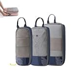 Expandable Space-Saving Cubes, Compression Packing Cubes for Travel, Durable Space Saver Bags Travel Essentials, for Wardrobe Accessories (Navy Blue, 3pcs(S*1+M*1+L*1))