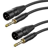 smbiutoofe XLR Male to 1/4, TRS to 6.35mm -3ft 2Packs Gold-Plated Connectors Nylon Braided Cable, Quarter Inch to XLR Male Cable for Speakers, Mixers, Amplifiers
