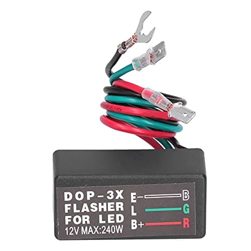 Qinlorgo Universal LED Flasher Relay, DOP-3X, Plug and Play, Fixes Super-Flashing Turn Signal, Automatic Operation, 20A, 12V, 240W, Norm. Open Contact