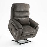 FuPatio Large Power Lift Recliner Chair for Adults, Dual Motor Lay Flat Recliners with Massage Heating, Folding Tablet, USB Ports and Wireless Charging, Grey