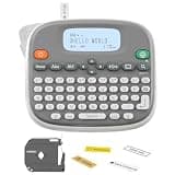 Rongta Label Maker Machine with Tape, Label Maker Waterproof with QWERTY Keyboard, TM95 12mm Portable Labeler for Home Organization, Office or School Supplier (Label Maker with 1 Tape, White)