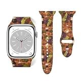 White Red Wine Glasses Grapes Wooden Compatible with Apple Watch Band Adjustable Straps iwatch Series 11 10 9 8 7 6 5 SE