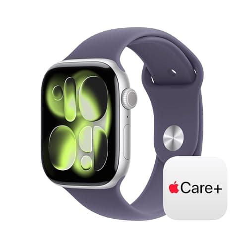 Apple Watch Series 11 [GPS + Cellular 46mm] Smartwatch with Silver Aluminium Case with Purple Fog Sport Band - M/L. Sleep Score, Fitness Tracker, Health Monitoring with AppleCare+ (2 Years)