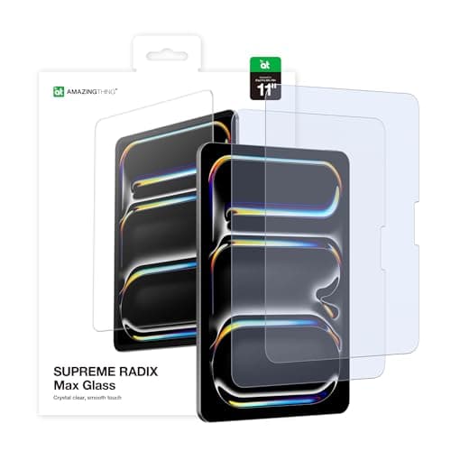 AMAZINGthing for iPad Pro 11-inch M5/M4 [RADIX - Max Glass] Screen Protector, Blue Light Reduction, 9H Tempered Glass, Case-Friendly, Full Coverage, Smudge and Scratch Resistant, 2 Pack