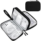 FYY Electronic Organizer, Large Travel Cable Organizer Bag Pouch Electronic Accessories Carry Case Portable Waterproof Double Layers All-in-One Storage Bag for Cable, Cord, Charger, Phone, Black