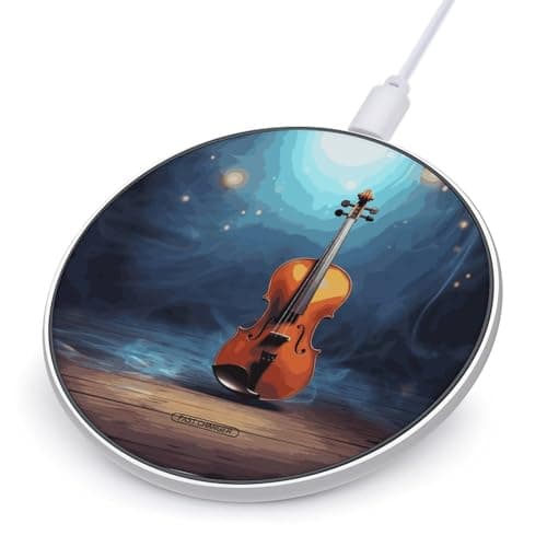 Violin Poster Wireless Charger 10W Fast Charging Pad Anti-Slip Qi Certified Wireless Charging Pad Charging Station Portable Phone Charger for All Wireless Charging Smartphone