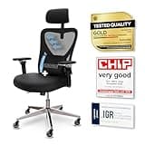 CLOUVOU CleverSeat Ergonomic Office Chair Comfy [#1 in Tests] Ergonomic Chair with Breathable Mesh Back | Computer Chair with wheels | Home Office Desk Chair with 3D Headrest | Swivel Chair for 330lbs