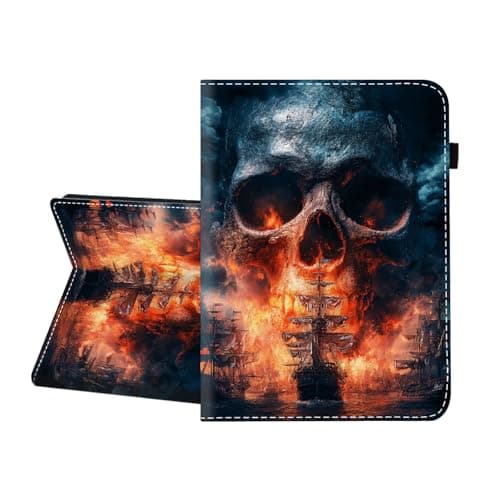 CICPLKSE Case for All-New 7" Kindle Paperwhite 12th Gen 2024&Kindle Colorsoft Signature Edition 2024,Premium PU Leather Cover with Auto Sleep Wake,Skull and Pirate Ships