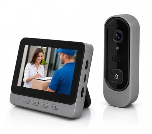 Smart Home Wireless Video Doorbell with 4.3" Monitor, Two-Way Audio, Night Vision & Long Battery Life