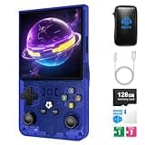 R36MAX Retro Handheld Game Console,128GB Open Source System Support 30+ Emulator Console,4.0 Inch IPS Screen Retro Gaming Console,4000mAh Battery,Portable Video Game Console(Blue)