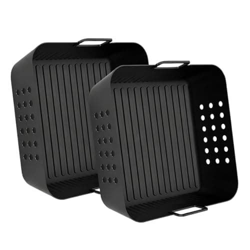 8inch Reusable Square Air Fryer Silicone Mould，Baking Accessories，Compatible For Ninja，AF180 AF140，Compatible For Philips，HD9270(2pcs)