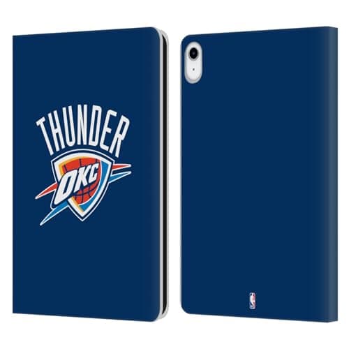 Head Case Designs Officially Licensed NBA Navy Blue Oklahoma City Thunder Logo Leather Wallet Case Compatible with Apple iPad 10.9 2022/2025