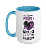 Alzheimer's Dementia Awareness Support Grandpa I Wear Purple Ceramic Mug, Blue/White, 15oz