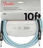 Fender Professional Series Tweed Instrument Cable, Guitar Cable, Guitar Accessories, Straight/Straight, Spiral Shielding for an Anti-Kinking Design, Daphne Blue, 10ft