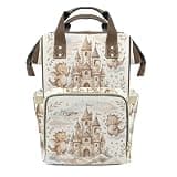 YallLocoMo Custom Name Diaper Bag Backpack Gift Watercolor Castle Baby Dragon Multifunction Travel Backpack Nappy Bag Daypack for Mom Dad Boy Girl
