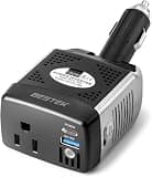 BESTEK 150W Power Inverter, DC 12V to AC 110V Voltage Converter PD 30W QC 18W Dual Charging Ports, Car Charger Power Adapter with Rotatable Plug & Safety Protection for Road Trip, Camping, Laptop