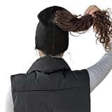 BAIKEA Magnetic Opening Ponytail Beanie Cap for Women Winter Knit Cuffed Hat High Ponytail & Bun Compatible Skull Cap Black