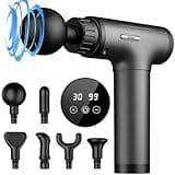 Gvber Massage Gun Deep Tissue, Handheld Percussion Back Massager for Athletes with 6 Attachments & 30 Speed (Grey)