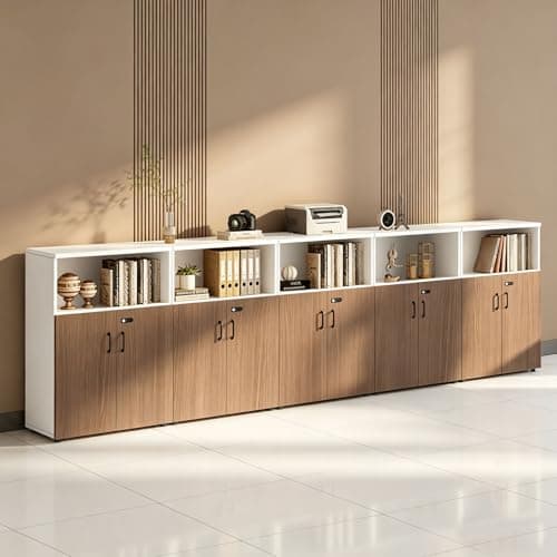 HSHBDDM File Cabinet with Password Lock, Wood Lateral Filing Cabinet for Letter/A4 Files, 3 Drawer with Door, Printer Stand with Open Shelves for Home Office