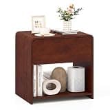Giantex Night Stand with Drawer and Open Shelf, Wooden Bedside Table