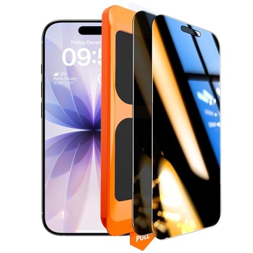 TOCOL Privacy Screen Protector for 17/16 Pro 6.3 inch 9H Hardness Military Grade Shatterproof HD Tempered Glass for Full Coverage Easy Installation 2 Pack