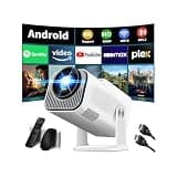 [Projector 2026 Upgraded] Mini Projector Support 4K 1080P Auto Keystone 270°Rotatable with WiFi 6 and Bluetooth 5.2 Projector Portable Compatibile with HDMI/TV Stick/Memory Stick/Laptop,White