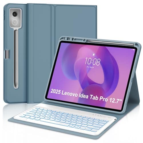 Keyboard Case for Lenovo Idea Tab Pro 12.7'' 2025, Backlit Keyboard for Idea Tab Pro 12.7inch Case with Pen Holder, Protector Keypad Cover for Lenovo 2025 Tablet, Adjustable View Angles, Blue