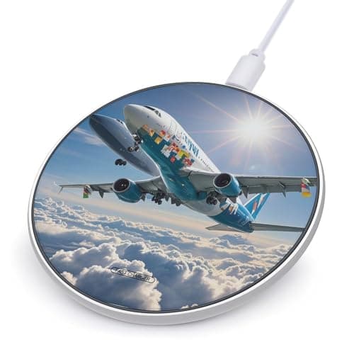 Airplane Wireless Charger Portable 10W Fast Wireless Charging Pad Compatible with Phone Ultra-Thin Charging Station Lightweight Charger Mat for Travel Home Office Desk