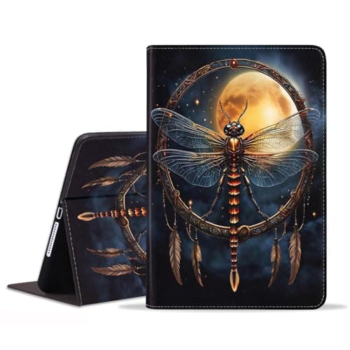POIUYTREW Case for iPad 5th/6th Generation (9.7-inch, 2017/2018), iPad Air/iPad Air 2 Case, PU Leather Folio Smart Cover with Stand & Auto Wake Sleep, Dream Catcher Dragonfly
