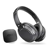 MEE Audio Connect T1CMA Bluetooth Over-Ear Wireless Headphones Headset for TV with no Audio Delay; Includes Transmitter (Optical/AUX/RCA) and CinemaEAR Audio Enhancement for Seniors & Hard of Hearing