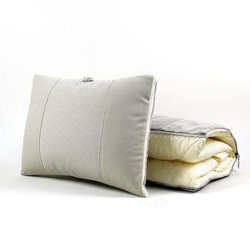 LIWDK Car Pillow Blanket for Porsche Macan EV 2024, 1 Pcs Comfortable Practical Solve Temporary Warmth Needs Resting Car Save Space Suitable All Seasons,White
