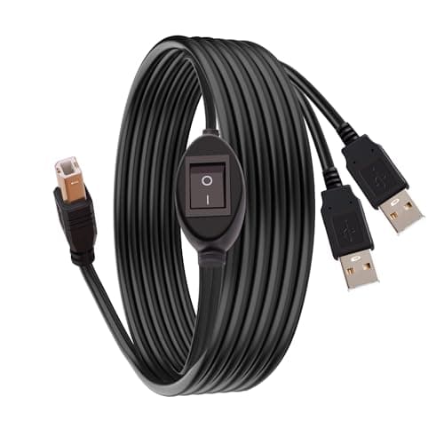 GIASYIEH 2 in 1 Printer Cable Splitter, USB B to Dual USB A Cord for Two Computers Sharing One Printer/Scanner, with Manual Toggle Switch (8.2FT)