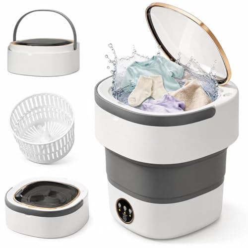 Portable Washing Machine Folding 16L Mini Washer with Spin Basket 3 Cleaning Modes Deep Cleaning Compact Laundry Machine for Small Clothes Towels Socks Home Dorm RV Travel Camping White