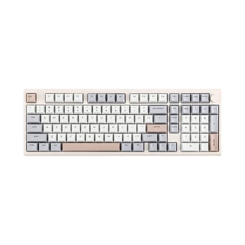 EPOMAKER Galaxy100 QMK/VIA Wireless Gaming Keyboard, Aluminum Shell, BT/2.4Ghz/USB-C, Pre-Lubed Hot-Swappable Linear Switches, NKRO, RGB Backlit (Creamy White, Wisteria Linear Switch)