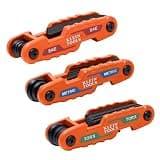 Klein Tools 70543 3-Piece Compact Folding Hex Key Set, Metric, SAE, Torx Sizes, 25 Keys, Industrial Strength Heat Treated Alloy Steel